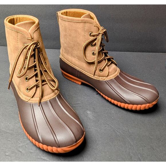 Marley Lilly Waterproof Duck Boots WOMENS SIZE 6 All Weather Brown Tan Lace Up - Picture 3 of 8